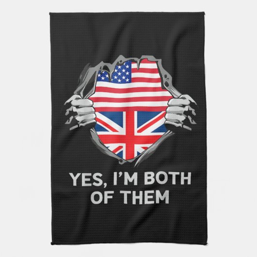 HalfAmerikaans HalfAmerikaans Engeland Vlag Mannen Theedoek (Verticaal)