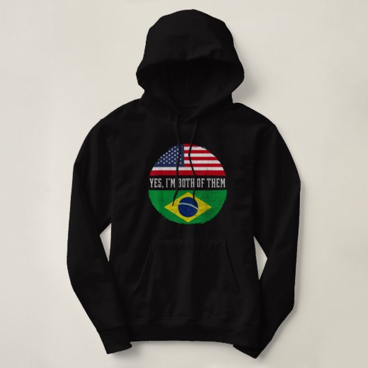 HalfAmerikaans HalfBraziliaans Vlag Brazilië Herit Hoodie (Design voorkant)