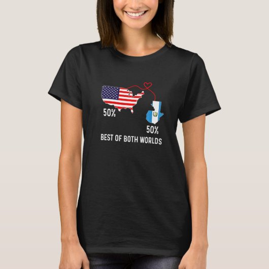 HalfAmerikaanse HalfAmerikaanse vlag Gecombineerde T-shirt (Voorkant)