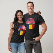 HalfAmerikaanse halfRoemeense Amerikaanse vlagfami T-shirt (Unisex)