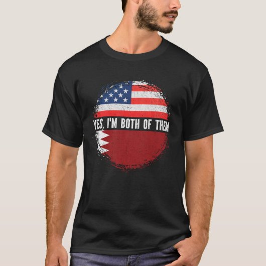 HalfAmerikaanse halve Bahreinse Amerikaanse vlag B T-shirt (Voorkant)