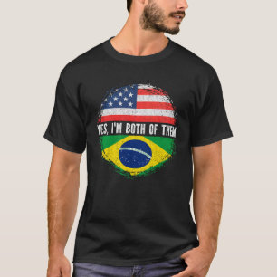 HalfAmerikaanse halve Braziliaanse vlag Brazilië T-shirt