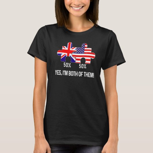 HalfAmerikaanse halve Britse vlag Verenigde Staten T-shirt (Voorkant)