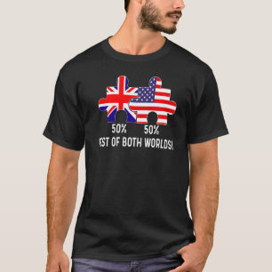 HalfAmerikaanse halve Britse vlag Verenigde Staten T-shirt