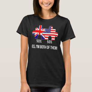 HalfAmerikaanse halve Britse vlag Verenigde Staten T-shirt
