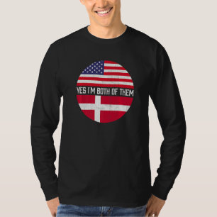 HalfAmerikaanse halve Deense Amerikaanse vlag T-shirt