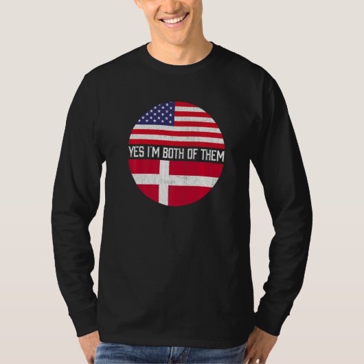HalfAmerikaanse halve Deense Amerikaanse vlag T-shirt (Voorkant)