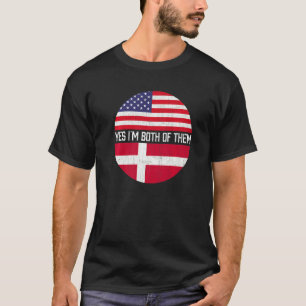 HalfAmerikaanse halve Deense Amerikaanse vlag T-shirt
