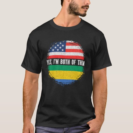 HalfAmerikaanse halve Gabon Amerikaanse vlag Gabon T-shirt (Voorkant)