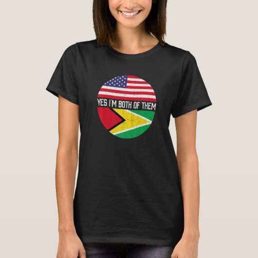HalfAmerikaanse halve Guyanese Amerikaanse vlag He T-shirt (Voorkant)
