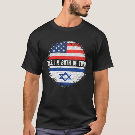 HalfAmerikaanse halve Israëlische vlag Israël T-shirt (Voorkant)