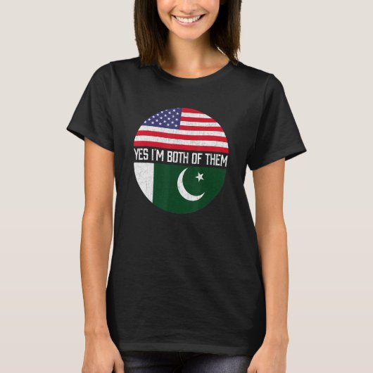 HalfAmerikaanse halve Pakistani Amerikaanse vlag - T-shirt (Voorkant)