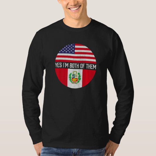 HalfAmerikaanse halve Peruaanse Amerikaanse vlag H T-shirt (Voorkant)