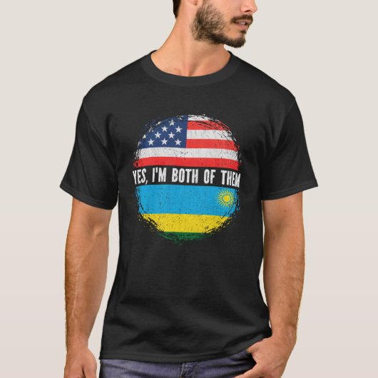 HalfAmerikaanse halve Rwandese Amerikaanse vlag Rw T-shirt (Voorkant)
