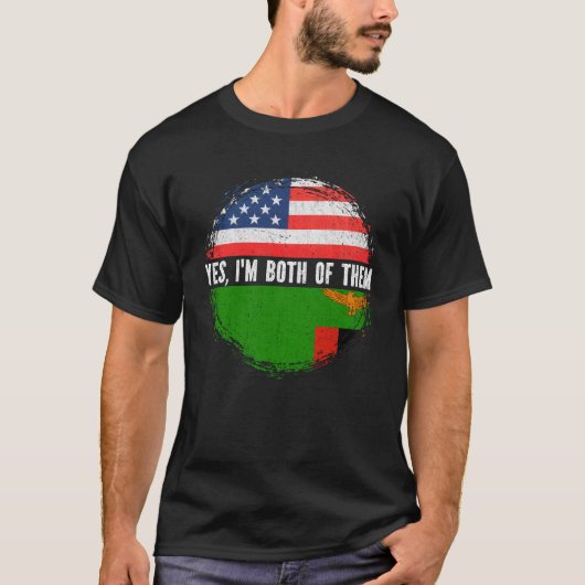 HalfAmerikaanse halve Zambiaanse vlag Zambia T-shirt (Voorkant)