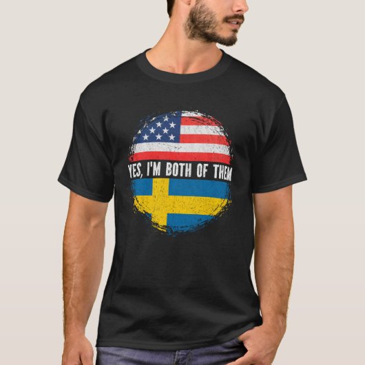 HalfAmerikaanse halve Zweedse vlag Zweden T-shirt (Voorkant)