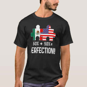 HalfAmerikaanse Mexicaanse vlag, gecombineerde kaa T-shirt