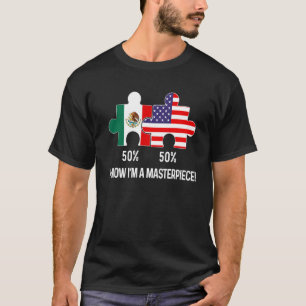 HalfAmerikaanse Mexicaanse vlag, gecombineerde kaa T-shirt