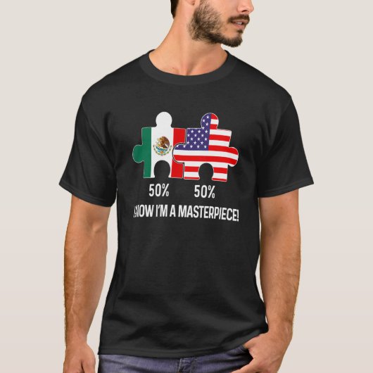 HalfAmerikaanse Mexicaanse vlag, gecombineerde kaa T-shirt (Voorkant)