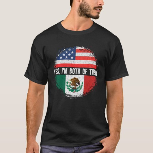 HalfAmerikaanse Mexicaanse vlag Mexico T-shirt (Voorkant)