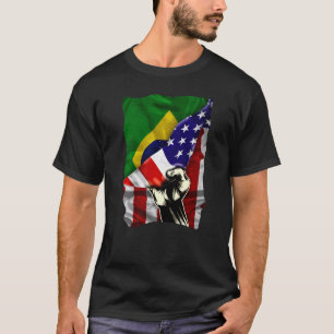 HalfAmerikaanse vlag Braziliaanse ROOTS Vlag Brazi T-shirt
