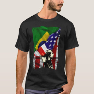 HalfAmerikaanse vlag Braziliaanse ROOTS Vlag Brazi T-shirt