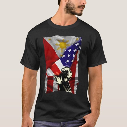 HalfAmerikaanse vlag Filipino ROOTS Vlag Philipp T-shirt (Voorkant)