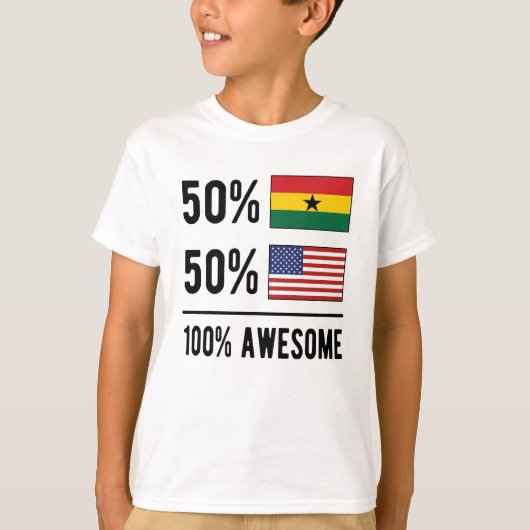 HalfAmerikaanse vlag Ghana Verenigde Staten vlag T-shirt (Voorkant)