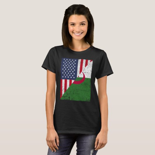 HalfAmerikaanse vlag halve Albanië vlag Amerikaans T-shirt (Voorkant volledig)