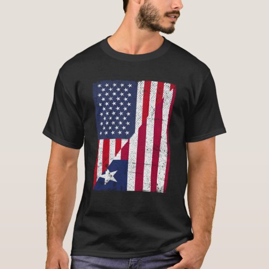 HalfAmerikaanse vlag halve Liberiaanse vlag Amerik T-shirt (Voorkant)