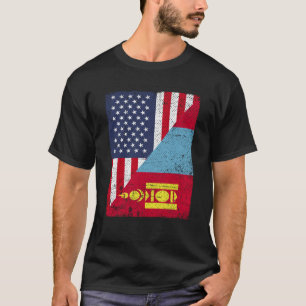 HalfAmerikaanse vlag halve Mongolië vlag Amerikaan T-shirt