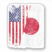 HalfAmerikaanse vlag Japan Sticker (Voorkant)