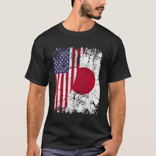 HalfAmerikaanse vlag Japan T-shirt (Voorkant)
