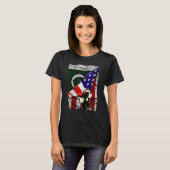 HalfAmerikaanse vlag Pakistani ROOTS USA Flag Paki T-shirt (Voorkant volledig)