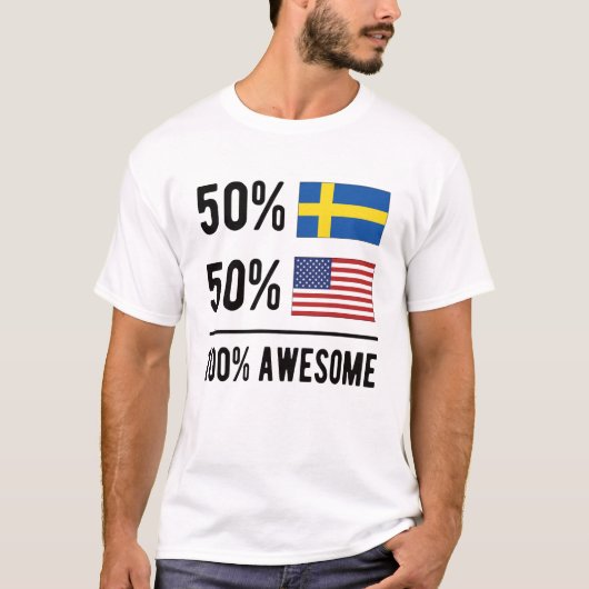 HalfAmerikaanse vlag Zweden T-shirt (Voorkant)