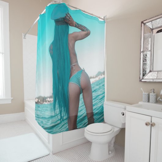 Halfangel66 Deep Blue Douchegordijn (In situ)