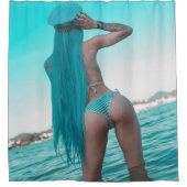 Halfangel66 Deep Blue Douchegordijn (Voorkant)