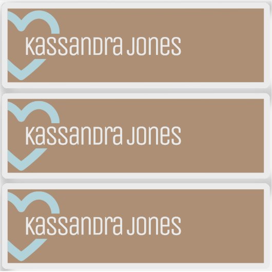 Halfblauwe hartvorm  bruin label (Voorkant)