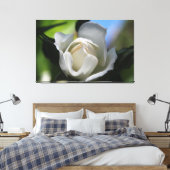 halfbloeiende zuivere witte rozenbloem. canvas afdruk (Insitu (Slaapkamer))