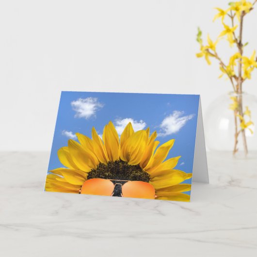Halfbloem en zonnebril kaart (Gele Bloem)