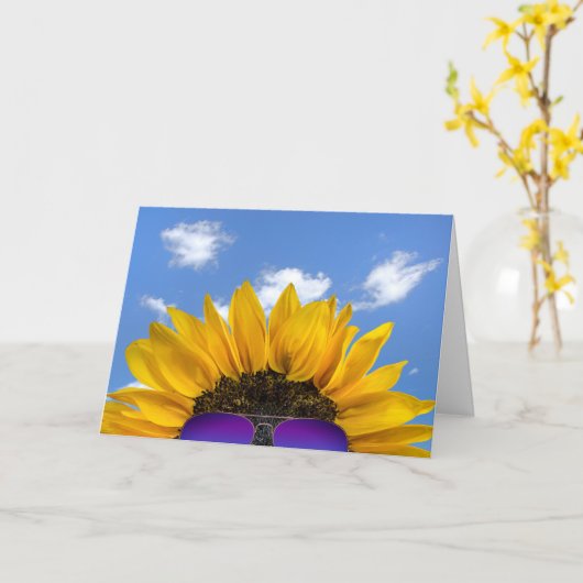 Halfbloem en zonnebril kaart (Gele Bloem)