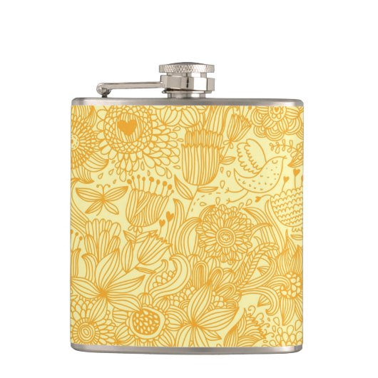 Halfbloem in warme kleuren heupfles (Voorkant)