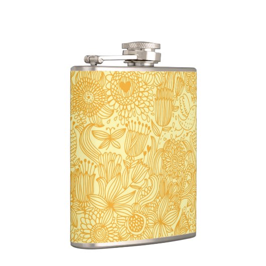 Halfbloem in warme kleuren heupfles (Rechts)