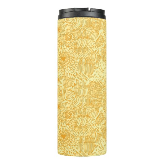 Halfbloem in warme kleuren thermosbeker (Achterkant)