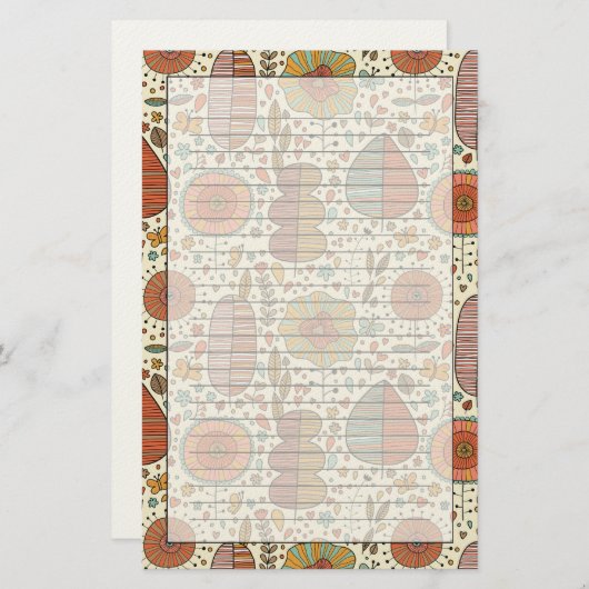 Halfbloem van bladeren briefpapier (Voorkant / Achterkant)