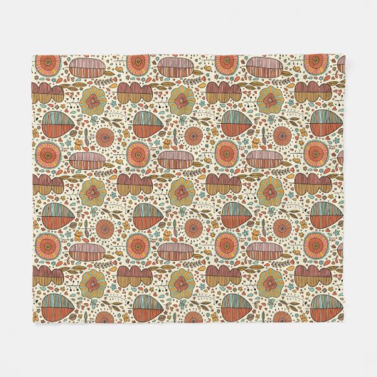 Halfbloem van bladeren fleece deken (Voorkant (Horizontaal))