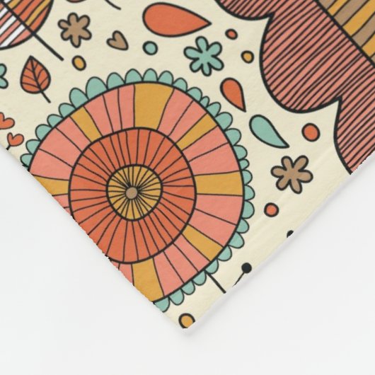 Halfbloem van bladeren fleece deken (Hoek)