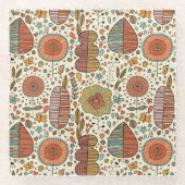 Halfbloem van bladeren glazen onderzetter (Voorkant)