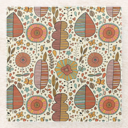 Halfbloem van bladeren glazen onderzetter (Voorkant)