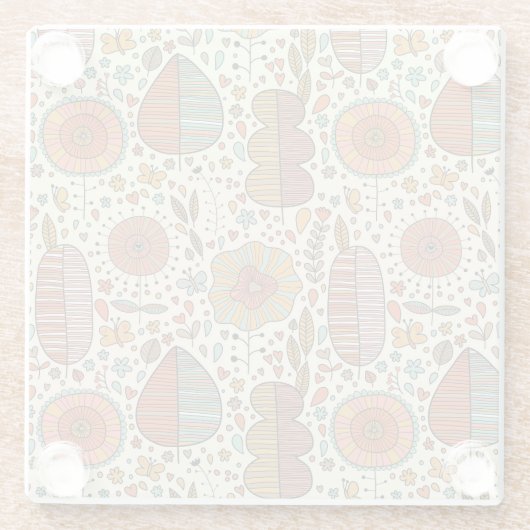 Halfbloem van bladeren glazen onderzetter (Achterkant)